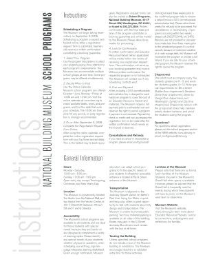 National Building Museum School Program Registration Form