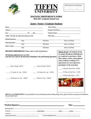 Housing Preference Form