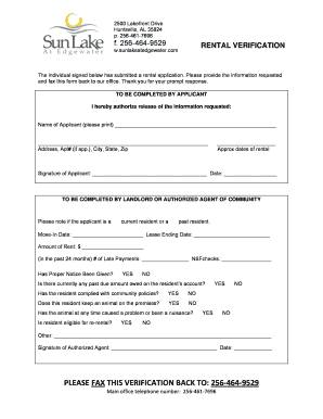 Rental and Employment Verification Forms