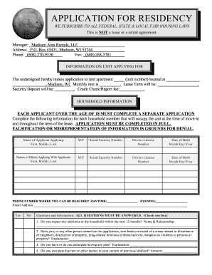 Residential Rental Application Form