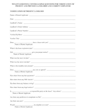 Tenant Screening Verification Form
