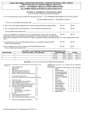 USCG Offshore Employee Application Form