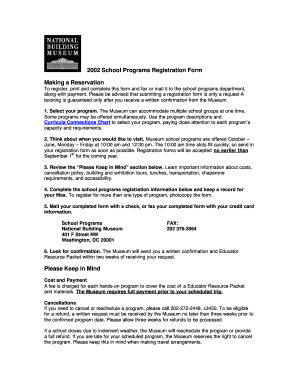School Programs Registration Form