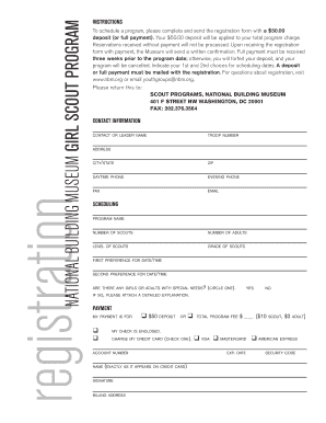 National Building Museum Scout Program Registration Form