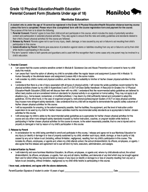 Grade 10 Physical Education/Health Education Parental Consent Form