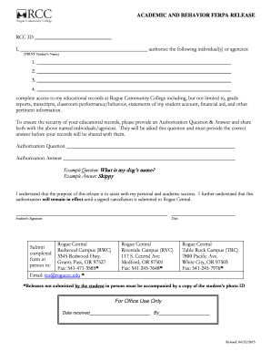 FERPA Release Form