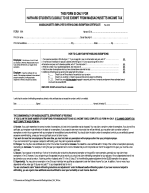 Massachusetts Employee Withholding Exemption Certificate
