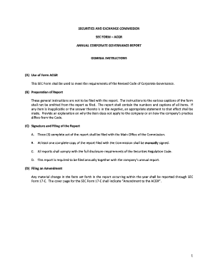 SEC Form ACGR Annual Corporate Governance Report