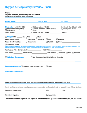 Oxygen & Respiratory Referral Form