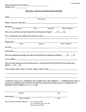 Pretrial Services Supervision Report