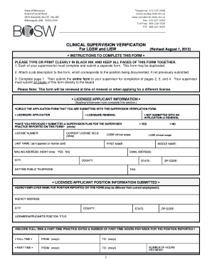 Clinical Supervision Verification Form