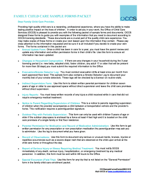 Family Child Care Sample Forms Packet