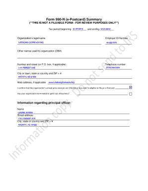 Form 990-N e-Postcard