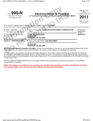 Fillable Online pefva OMB No 1545- Form 990-N Electronic Notice e ...