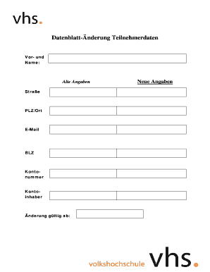 Datenblatt-Änderung Teilnehmerdaten