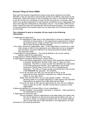 Form 990N Annual Filing