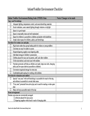 Infant Toddler Environment Checklist