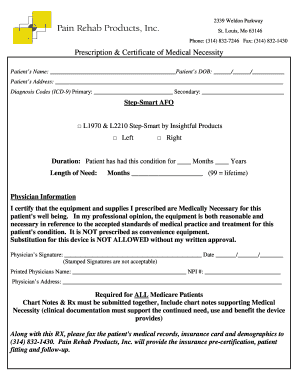 Prescription & Certificate of Medical Necessity