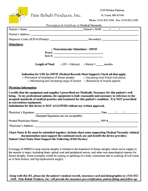 Prescription & Certificate of Medical Necessity