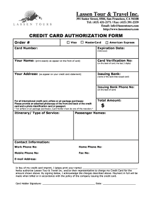 Credit Card Authorization Form