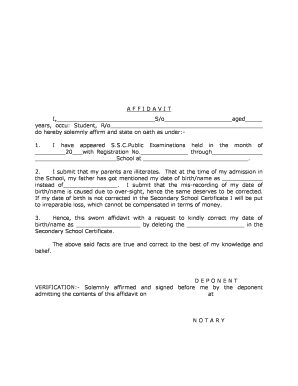 Affidavit for Correction of Date of Birth or Name
