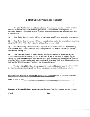 Fillable Online Social Security Number Request - Garrisonville Fax ...