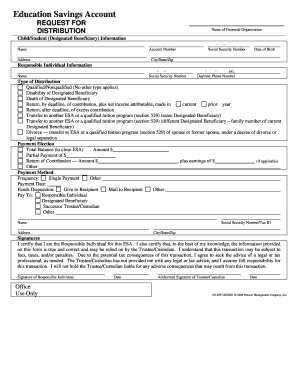 Education Savings Account Distribution Request Form