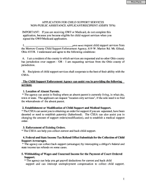Ohio Child Support Services Application
