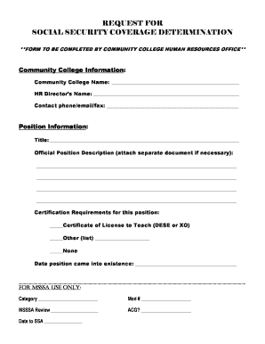 Request for Social Security Coverage Determination