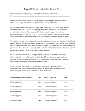 Journal of Clinical Neurology Copyright Transfer Form