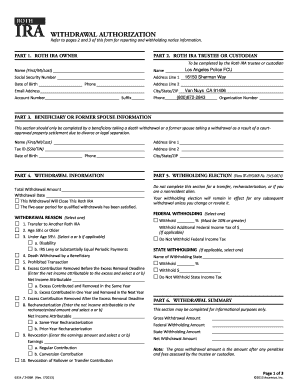 Roth IRA Withdrawal Authorization Form