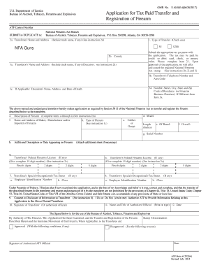 ATF Form 4 Application for Tax Paid Transfer and Registration of Firearm