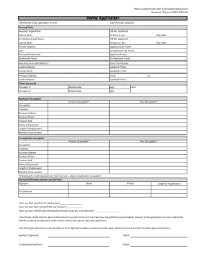 Rental Application Form