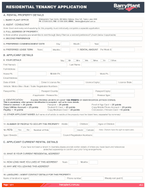 Residential Tenancy Application
