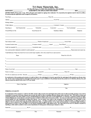 Agreement and Application for Credit