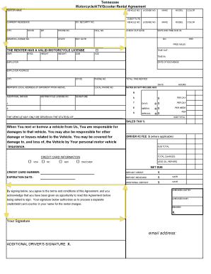 Tennessee Motorcycle Rental Agreement