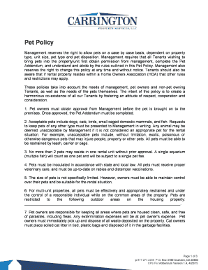 Pet Policy and Addendum