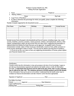 Sliding Fee Scale Application