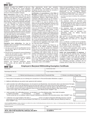 Maryland Withholding Exemption Certificate