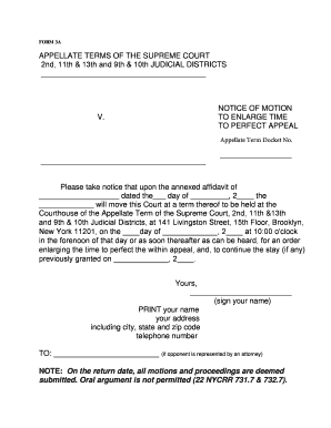 Form 3A - Motion to Enlarge Time to Perfect Appeal