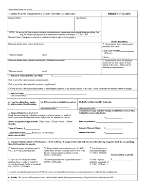 US Bankruptcy Proof of Claim Form