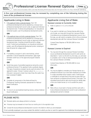 Kansas Teacher License Renewal Form 3a