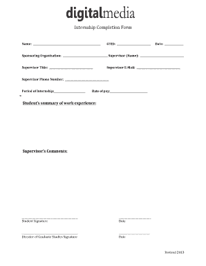 Internship Completion Form