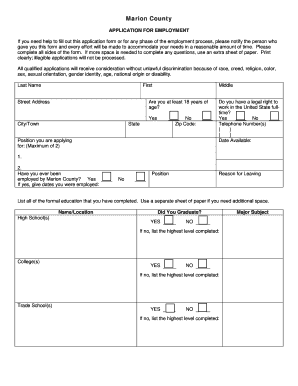 Marion County Application for Employment