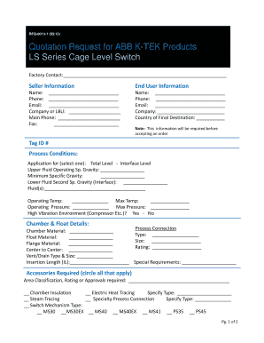 Request for Quotation for ABB K-TEK Level Switch