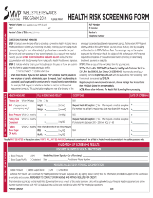 MVP Health Risk Screening Form