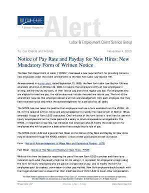 New York Notice of Pay Rate and Payday for New Hires