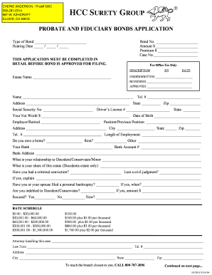 Probate and Fiduciary Bonds Application