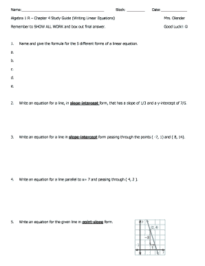 Algebra 1 Chapter 4 Study Guide