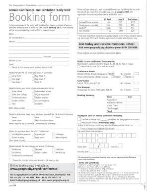 Geographical Association Conference Booking Form